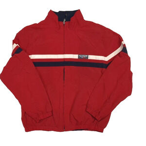 Vintage Chaps Ralph Lauren Jacket Men Size XL Red Striped Mesh Lined Track Gym